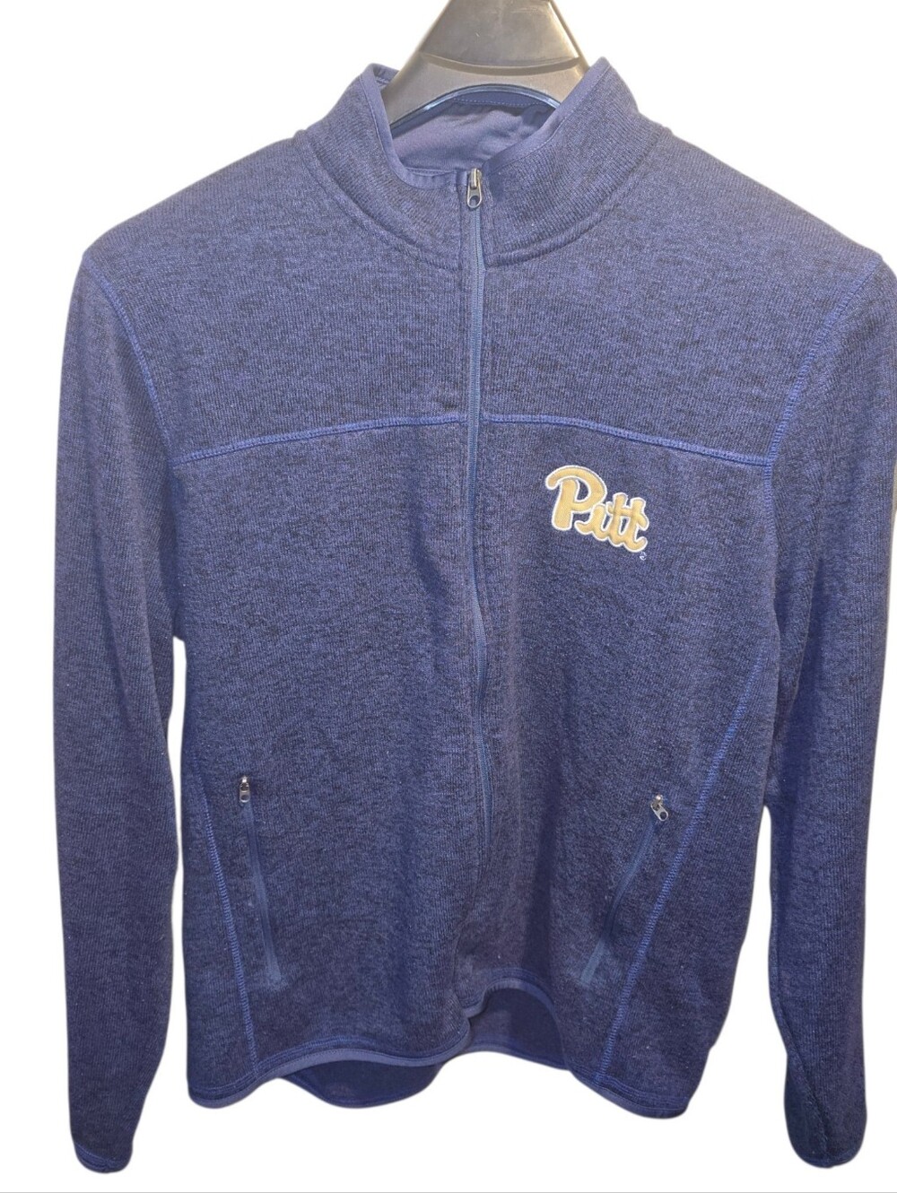 University Of Pitsburg Full  Zip Navy Sweatshirt